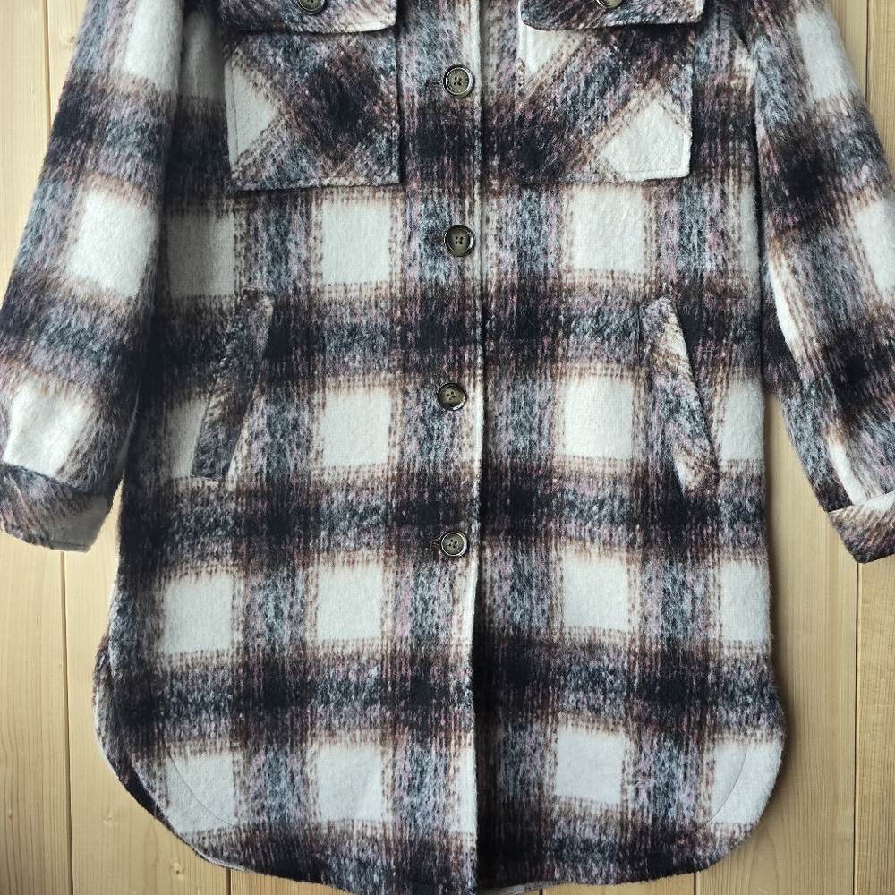 Two by Vince Camuto Wool Plaid Shacket Womens Small - Picture 3 of 13